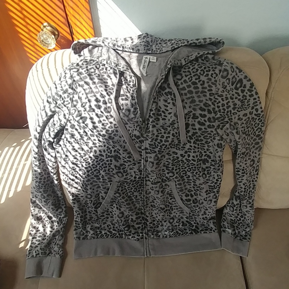 Cheetah print zip up hoodie